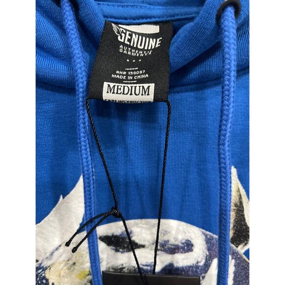 Genuine Authentic Garment Embroidered Peace Hoodie Sweatshirt Mens Medium Blue - Picture 5 of 6